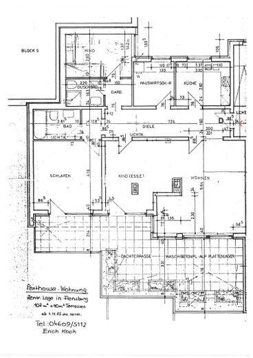 Penthousewoning met groot dakterras en nabij de Förde van particulier – Grundriss 3-Zimmer-Variante