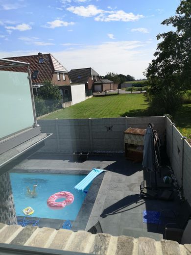 Blick aus Wannenbadezimmer