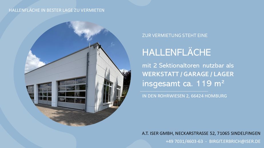 Hallenfläche mit 2 Sektionaltoren in bester Lage zu vermieten – Foto 2