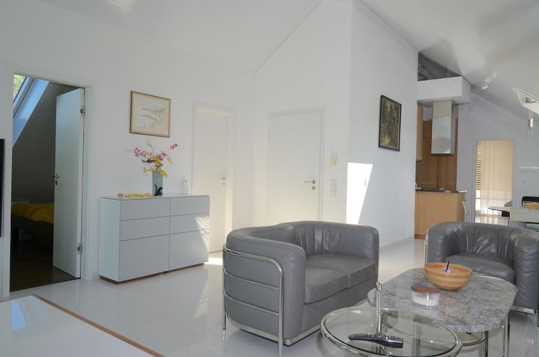 Aussicht, Natur und Design: exquisite 3-Zimmer Dachgeschosswohnung in Freiburg St. Georgen – Wohnbereich