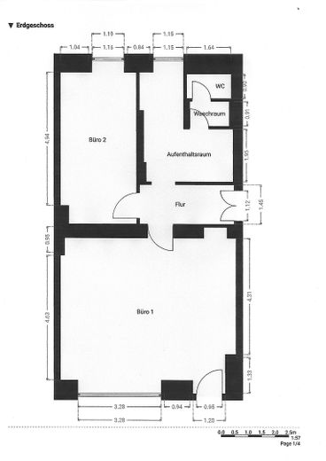 Gewerbliche FeWo, Einzelhandel, Café, Büro oder Atelier im Friedrichshainer Kern-Kiez – Derzeitiger Grundriss
