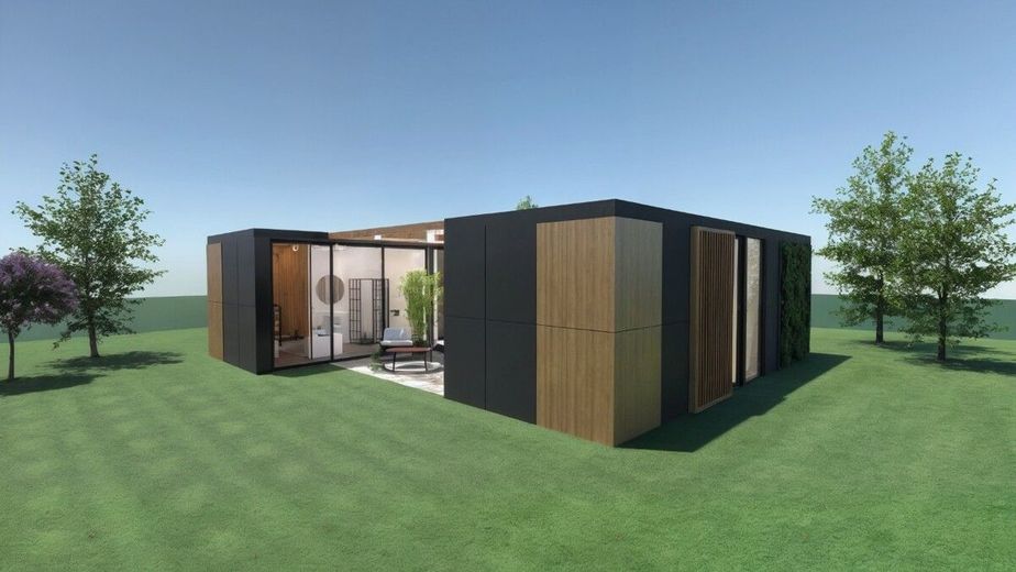 Exquisites Baugrundstück inkl. Baugenehmigung für einen Designer Bungalow mit ca. 77 qm Wohnfläche – Visualisierung