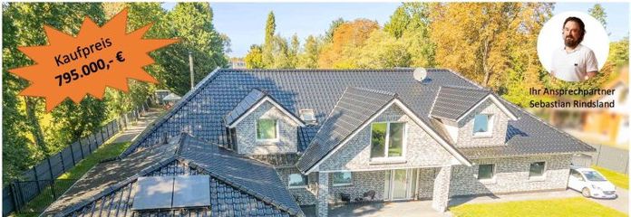 ***Modernes Anwesen - Haus mit Einliegerwohnung auf ca. 4.900 m² Grundstück mit Teich in Flachsmeer***