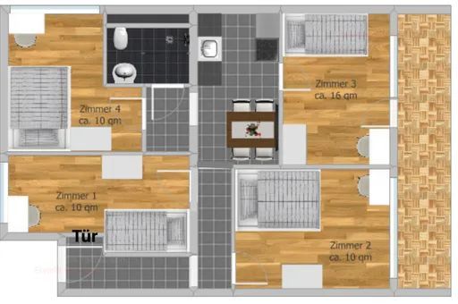 Schönes möbliertes Zimmer in gepflegter WG - München | Siegenburger Straße 109 – Grundriss