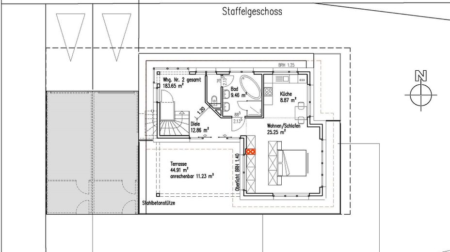 Luxus-Penthouse-Wohnung in traumhafter Lage mit Privatseenutzung – Grundriss Staffelgeschoss