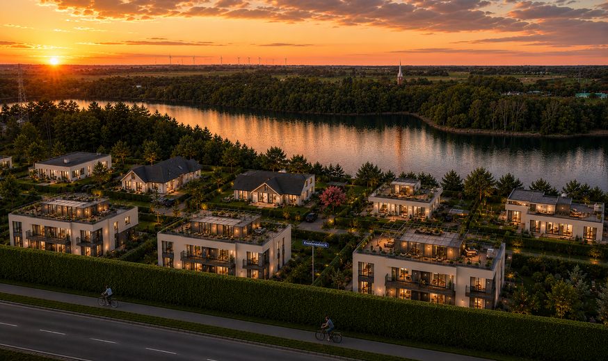 Seegrundstück LK Cuxhaven ca. 970 m² 1. Reihe, Panorama-Seeblick, 1a-Lage von 21745 Hemmoor – So wird das Baugebiet aussehen
