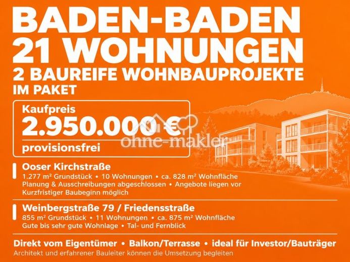 BADEN-BADEN – 21 अपार्टमेंट – निर्माण के लिए तैयार आवासीय परियोजनाएँ एक पैकेज में – फोटो 1