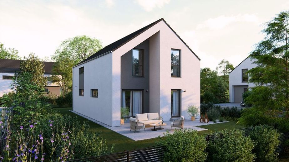 ARCHITEKTUR MIT WEITBLICK – Ansicht Garten Satteldach