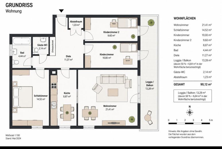 Sanierte 4-Zimmer Eigentumswohnung in Wolfsburg – Grundriss
