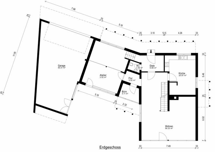 Architektenvilla in ruhiger Höhenlage mit Panoramablick und großem Grundstück – Grundriss EG