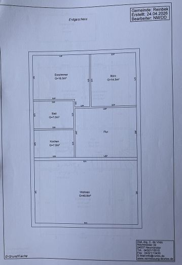 Provisionsfrei: Freistehendes Einfamilienhaus mit 154 m² Wohnfläche und Wintergarten in Reinbek – Grundriss Erdgeschoss