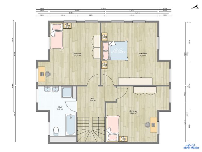 A+ Neubau Wohnensemble in Elbnähe (2 Stadtvillen im Verbund) – A+ Villa A, OG