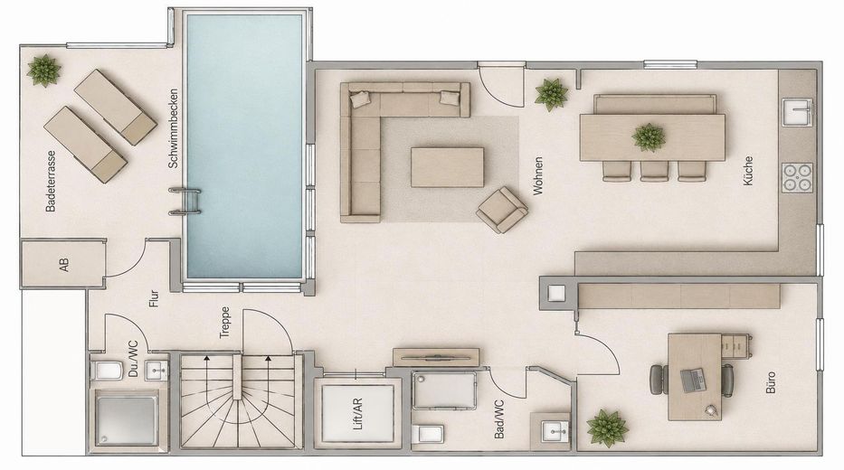 Casa nella casa con piscina, terrazza sul tetto e ascensore privato - Traunstein – Grundriss Obergeschoss