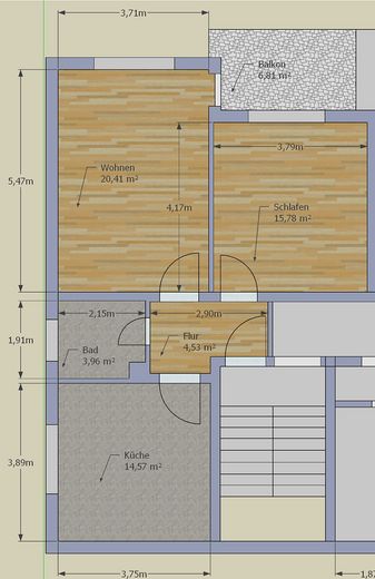 2-Zimmer Wohnung Hösbach 61m² – Grundriss der Wohnung