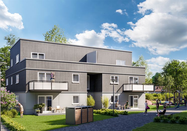 Appartement neuf de 3 pièces avec 84m² de surface habitable et un grand balcon – Ansicht Haus 5+6
