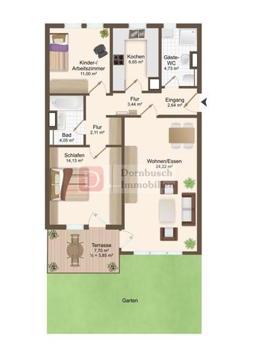 Top!! Provisionsfreie Gartenwohnung - hochwertige Renovierung, moderne Einbauküche – Grundriss