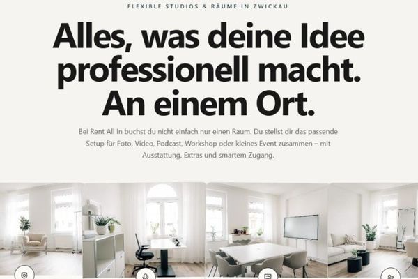 Rent-all-in.de ... Affitto commerciale a breve termine... Approfitta di orari flessibili per uffici, seminari, coaching, shooting o simili.