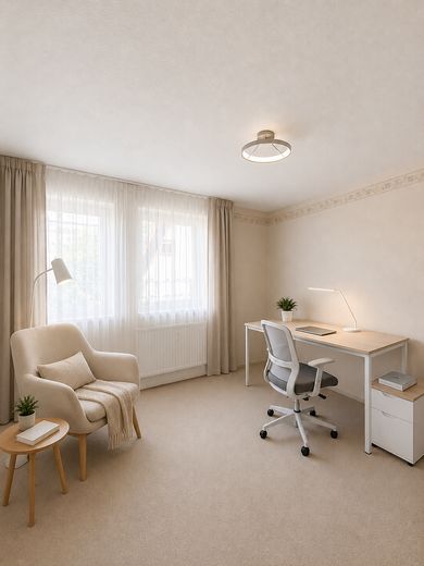 स्टाइलिश 3-कमरे का अपार्टमेंट, Stadtfeld Ost में बड़ी पश्चिममुखी बालकनी के साथ – Arbeitszimmer