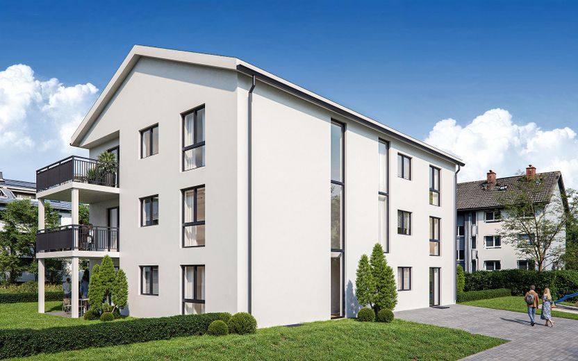 Erstbezug: Barrierefreie Neubauwohnung im 1. OG mit großem Balkon in ruhiger Lage an der Elz (W6) – Außenansicht