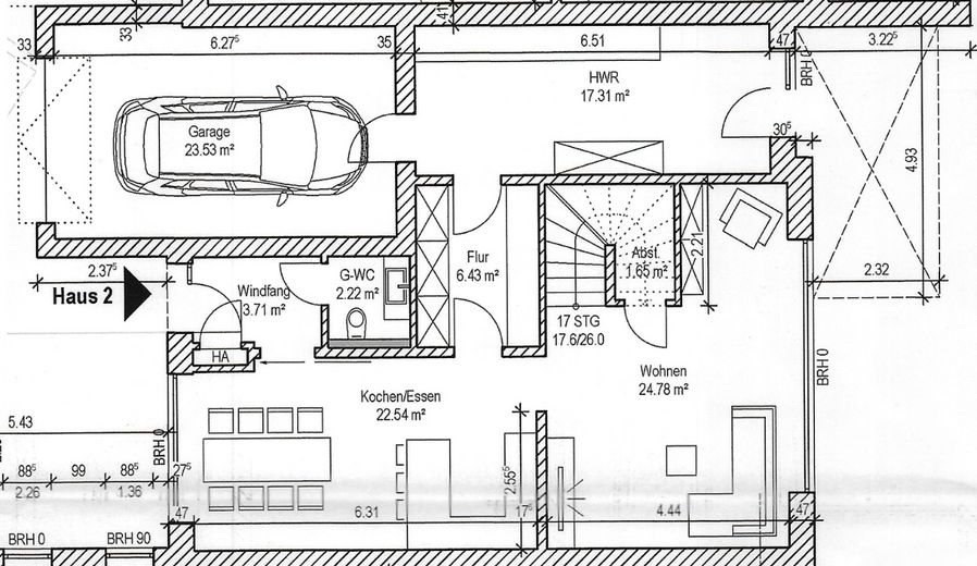 Pierwsze zasiedlenie w Damme (dostępne 4 domy) | 5 pokoi | KfW 40 | garaż i ogród | ok. 165 m² – Grundriss Haus 2 EG