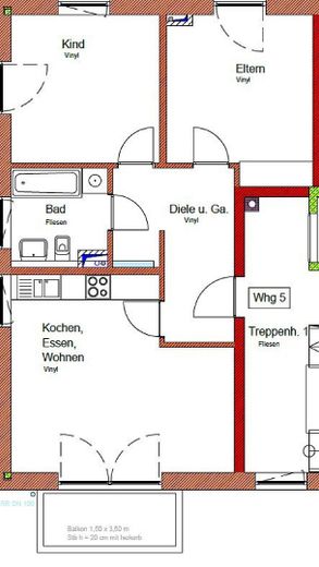 Luminoso appartamento moderno di 2,5 locali con balcone e finiture di pregio – Grundriss
