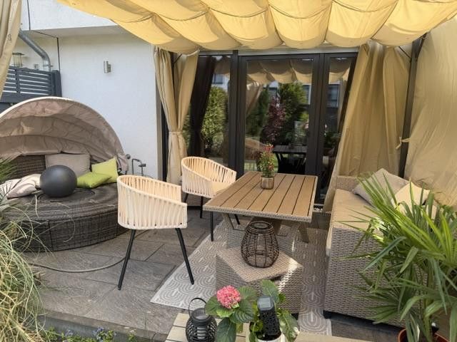 Sonne bis zum Abend! 5 Zimmer -Traum mit Dachterrasse & Garten am Buga-Park – Garten mit Westterrasse