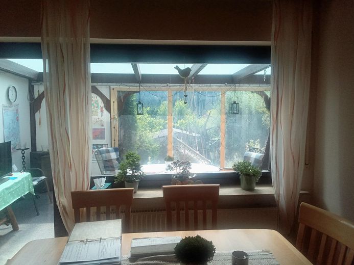 Blick Esszimmer Wintergarten