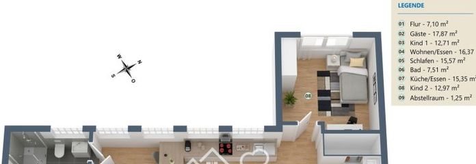 Modern en ruim 5-kamerappartement, drempelvrij met inbouwkeuken in het centrum van Worms