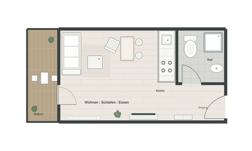 Rendimento del 5% - monolocale con balcone e posto auto in autorimessa privata – Grundriss