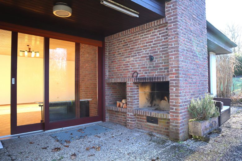 Großzügiges Einfamilienhaus mit Traumgrundstück und Taunusblick – Terrassenzugang mit Außenkamin