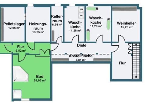 Habiter et travailler de manière représentative à un niveau élevé // avec licence commerciale ou activité libérale – Grundriss UG