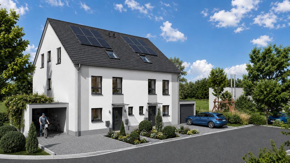 Nur noch 1 Haus verfügbar: KfW-40 QNG-Familienhaus mit Garten in Armsheim – Vorderseite Haus Armsheim