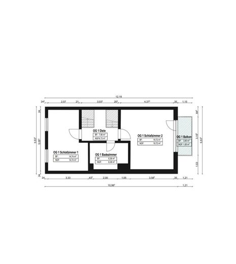 Hulsberg | Vermietetes Reihenhaus mit fünf Etagen, Garten und Garage – S&amp;P | Grundriss 1. Obergeschoss