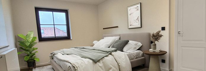 حديثة. مجددة بالكامل في 2025. عالية الجودة. – السكن بأناقة في هيرولدسبرغ – Beispiel Schlafzimmer (KI)