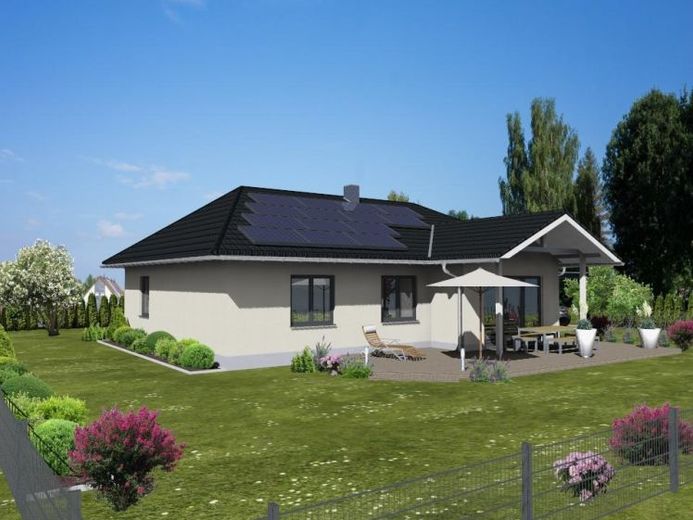 115 m² powierzchni mieszkalnej na jednym poziomie z kominem i instalacją fotowoltaiczną w cenie stałej – Zdjęcie 1