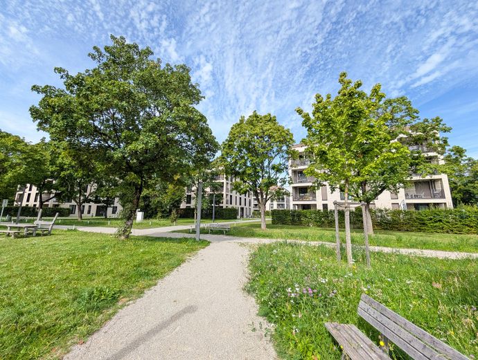 Park hinter dem Haus