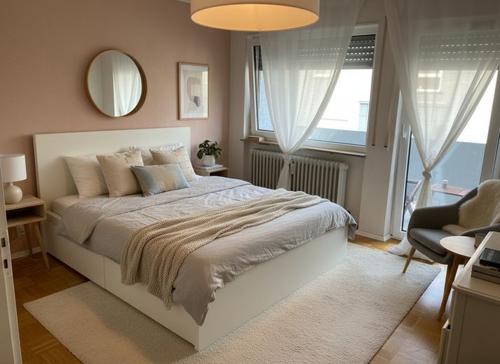 Gepflegte 3-Zimmerwohnung in Toplage von Heilbronn Ost – Schlafzimmer - Home Staging KI