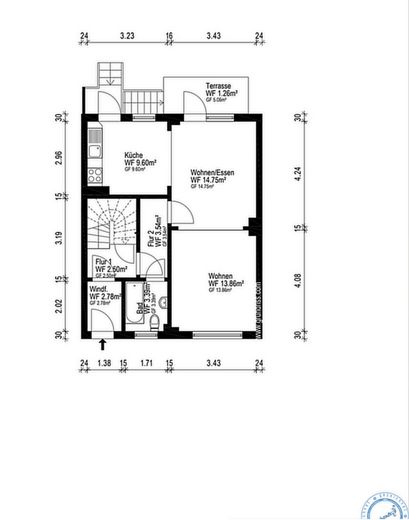 Großzügiges Reihenhaus frisch renoviert – sofort bezugsfrei - ohne Provision! – Grundriss EG