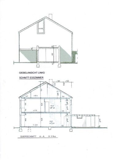 Maison dans la verdure – Ostansicht  +  Schnitt