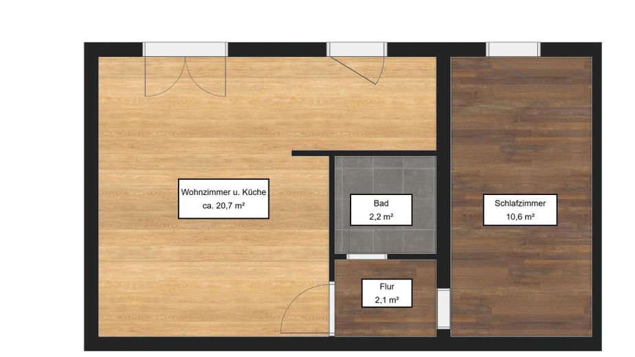Luminoso appartamento di 2 locali a Speyer – Parzialmente arredato, cucina componibile e cantina – Grundriss