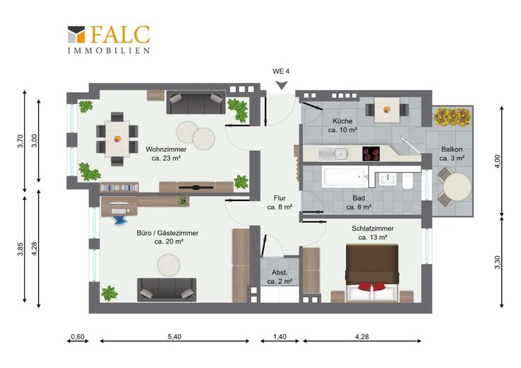 Charmante Altbauwohnung mit Erker &amp; Balkon in begehrter Lage von Magdeburg-Stadtfeld Ost – Grundriss