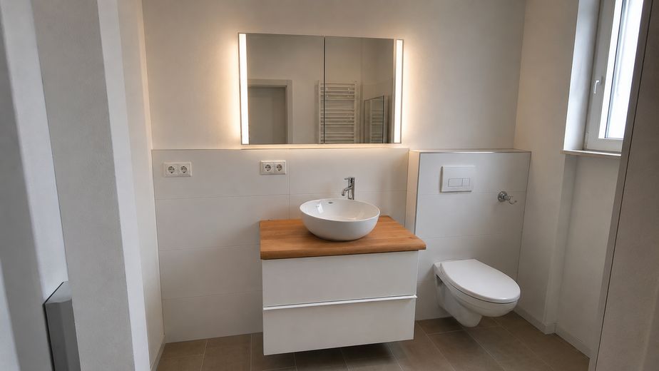 Exklusiv sanierte 3-Zimmer-Küche-Bad-Wohnung mit großer Terrasse, und hochwertiger Ausstattung – Bad / Waschmaschinen Anschluß