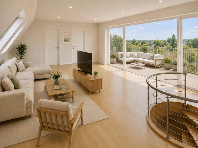 Elegante mansarda ristrutturata in stile moderno - Possibilità di ampliamento a maisonette con terrazza sul tetto – Visualisierung des Ausbaus