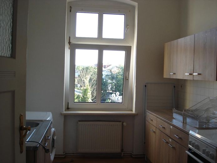 Kleine Zweiraumwohnung in Eberswalde – Küche, Waschmaschine