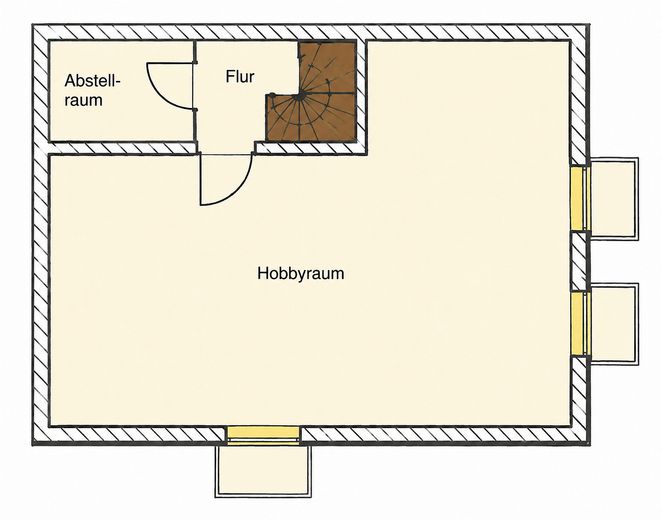 Vivienda con jardín y sensación de casa dentro de casa | Jardín de 135 m² | Sala de ocio interna | Plaza de aparcamiento en garaje subterráneo – Grundriss Kellergeschoss