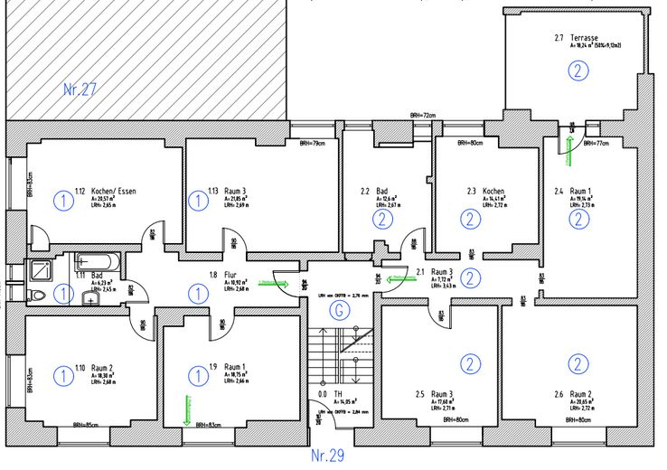 Familien 3-Zi.-Terrasse + Provisionsfrei + große Wohnküche im EG, Bochum-Altenbochum – Original Grundriss