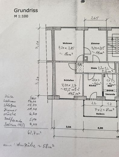 Volledig gemeubileerd 2,5-kamerappartement met balkon en inbouwkeuken in Stuttgart-West – Grundriss