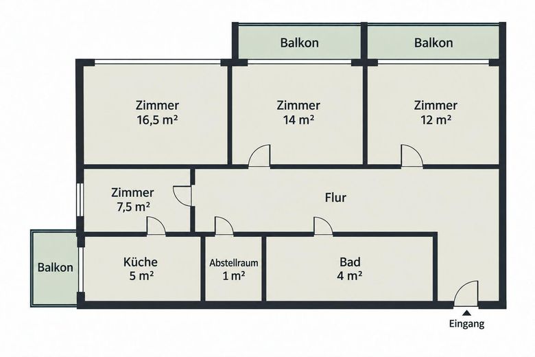 Appartamento con 3,5 locali, completamente ristrutturato, con balconi a Laim – Grundriss zur Orientierung