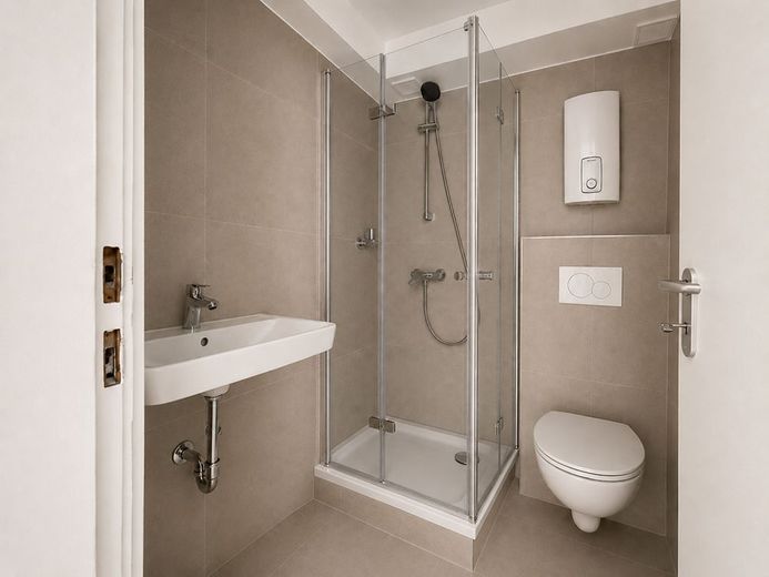 2-Zimmer-Souterrainwohnung mit kleinem Garten in Ober-Ramstadt - ideal für Singles &amp; Paare – M372-2612 - Bad