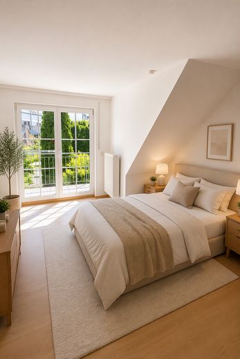 Einziehen & genießen: Provisionsfreie DHH am Moniberg mit traumhaftem Fernblick, Sauna & 3 Terrassen – Beispiel Möblierung